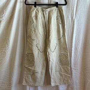 Zara Women's beige linen Wide Leg Pants